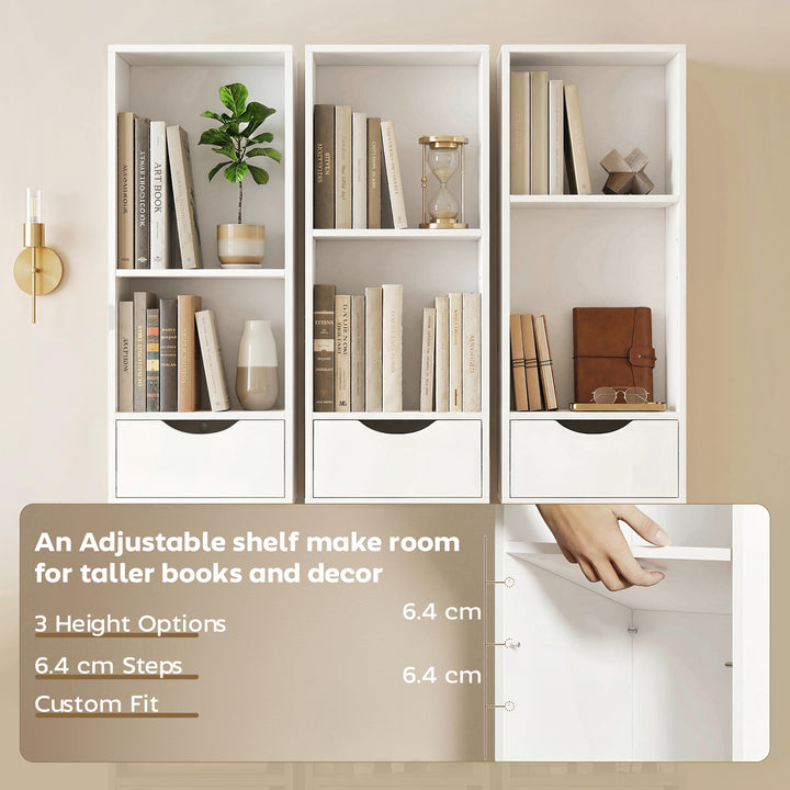 Bookcase with Drawers Adjustable Shelf Bookshelf with 2 Drawers and Ca