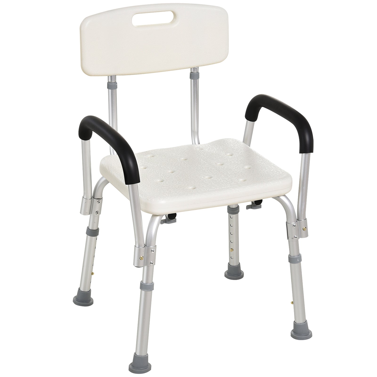 Adjustable Shower Chair, Shower Seat, Portable Medical Stool with Adjustable Back and Armrest for Mobility
