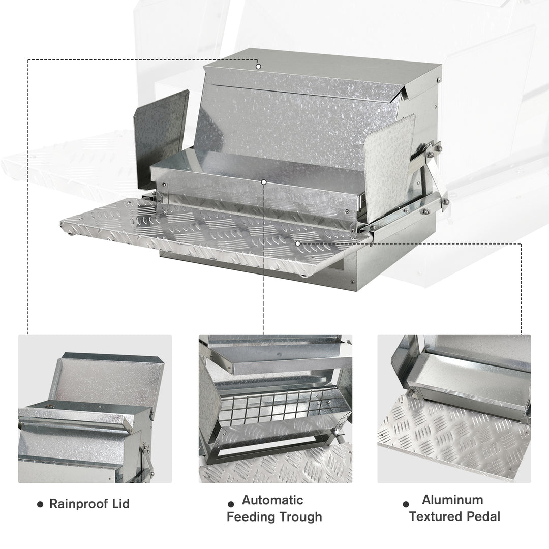 11.5KG Automatic Chicken Poultry Feeder Rat Proof Treadle Self Opening with Galvanized Steel and Aluminium