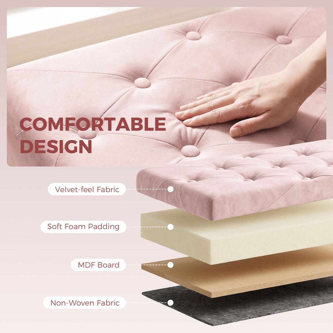 Velvet Upholstered Foldable Ottoman Footrest, Storage Ottoman Bench wi