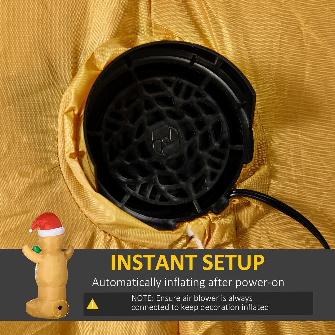 MCL 6ft Christmas Inflatable Gingerbread Man & Santa Hat Safe Outdoor Decoration w/ Accessories