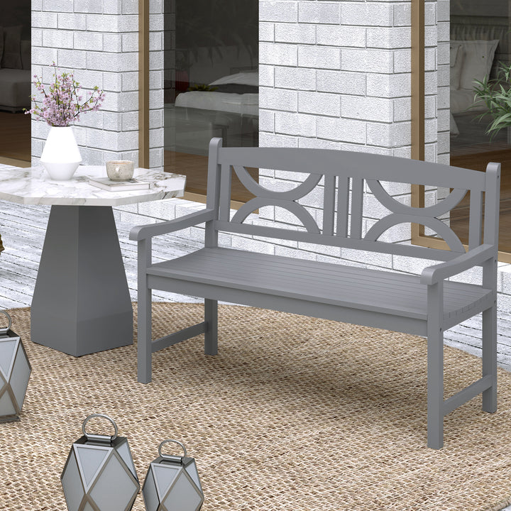 2-Seater Wooden Garden Bench Outdoor Patio Loveseat for Porch, Grey