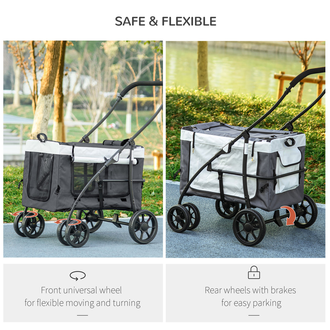 PawHut Foldable Dog Stroller, Pet Travel Crate, with Detachable Carrier, Soft Padding, for Mini, Small Dogs