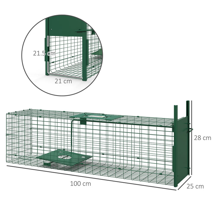 Metal Rat Trap with Single Door, for Small Animals, Dark Green