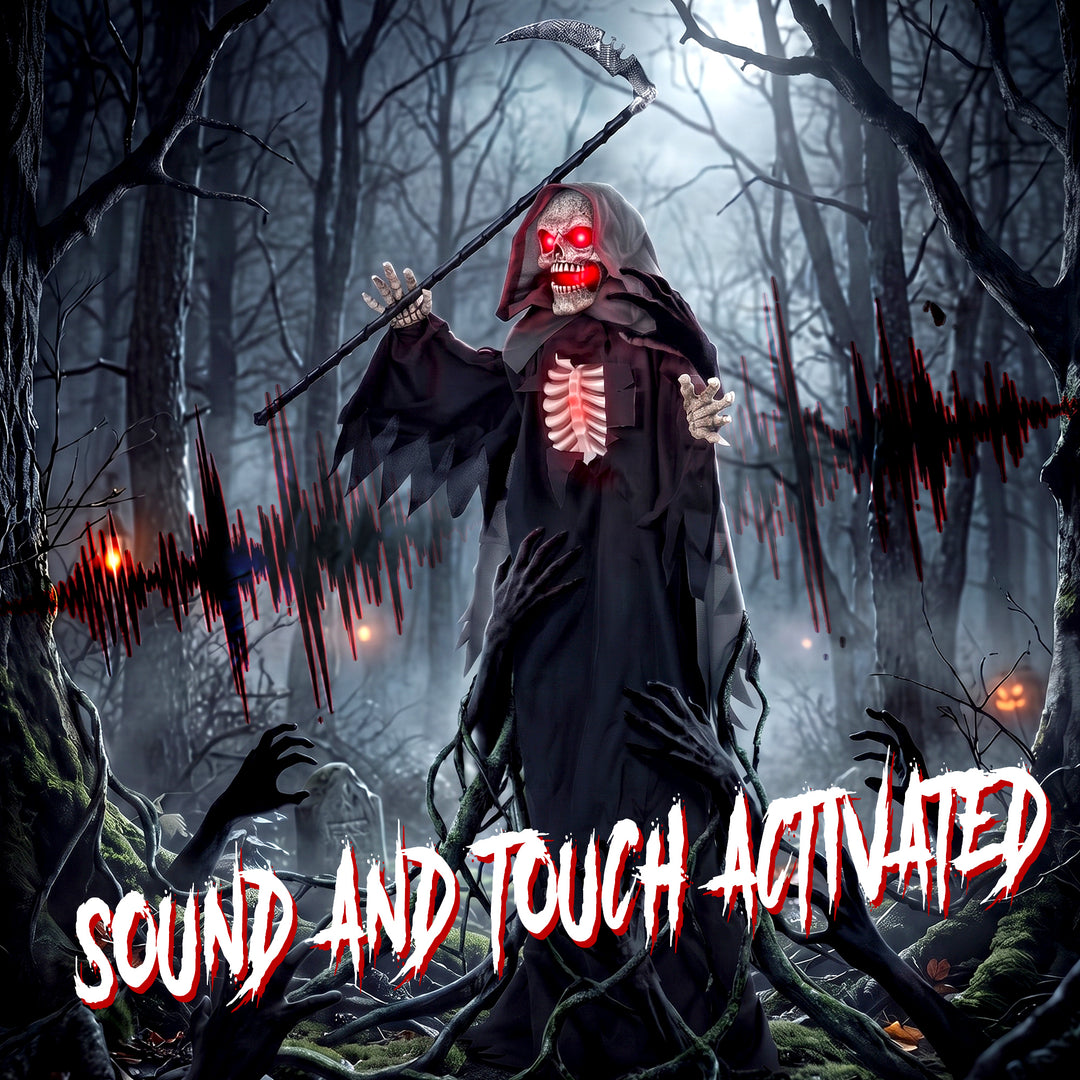 170cm Life Size Animated Grim Reaper Halloween Decoration, Scary Hallo