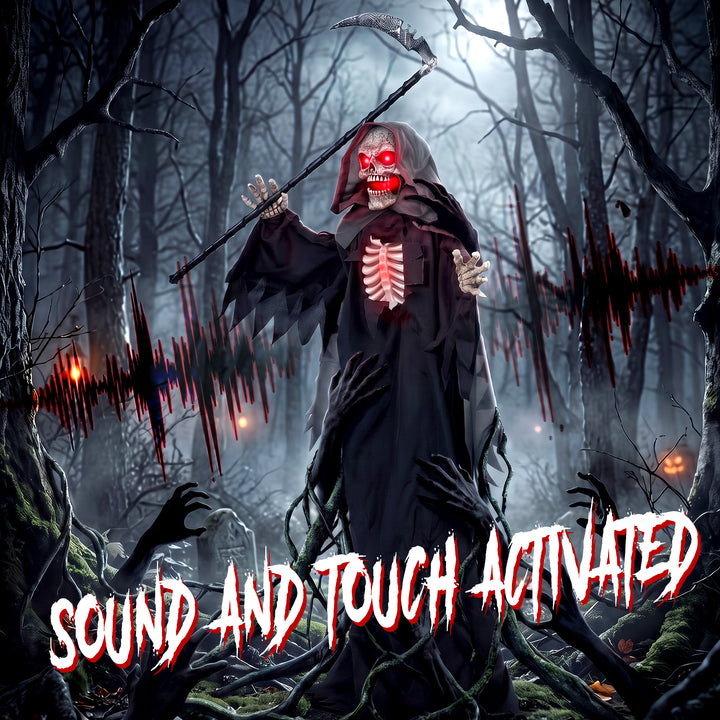 170cm Life Size Animated Grim Reaper Halloween Decoration, Scary Hallo