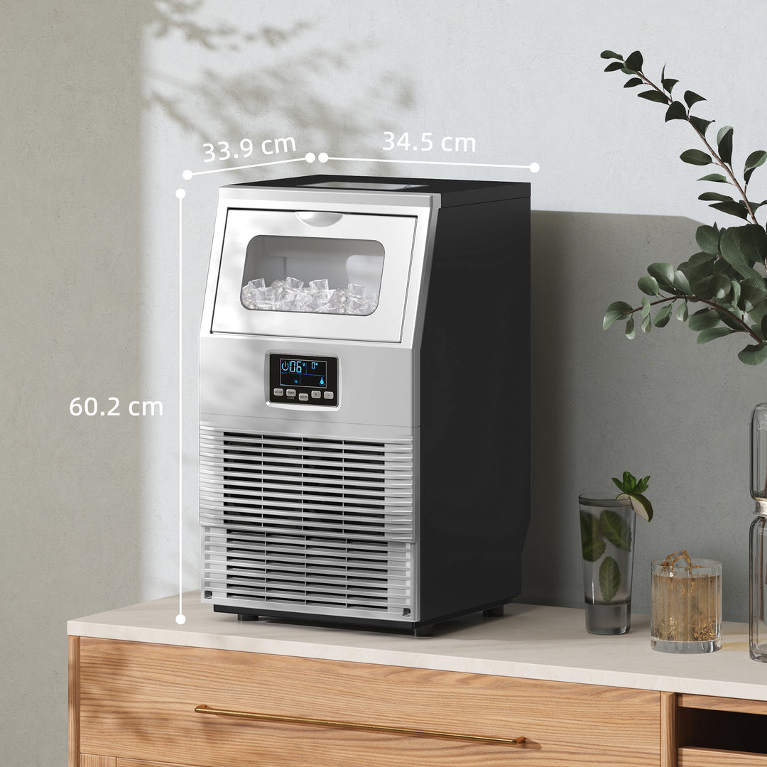Commercial Ice Maker Machine, Freestanding Industrial Ice Cube Maker with Digital Control, Ice Scoop, Self-cleaning, 4kg Ice Storage, 30kg/24 Hours for Home, Office, Bar, Restaurant