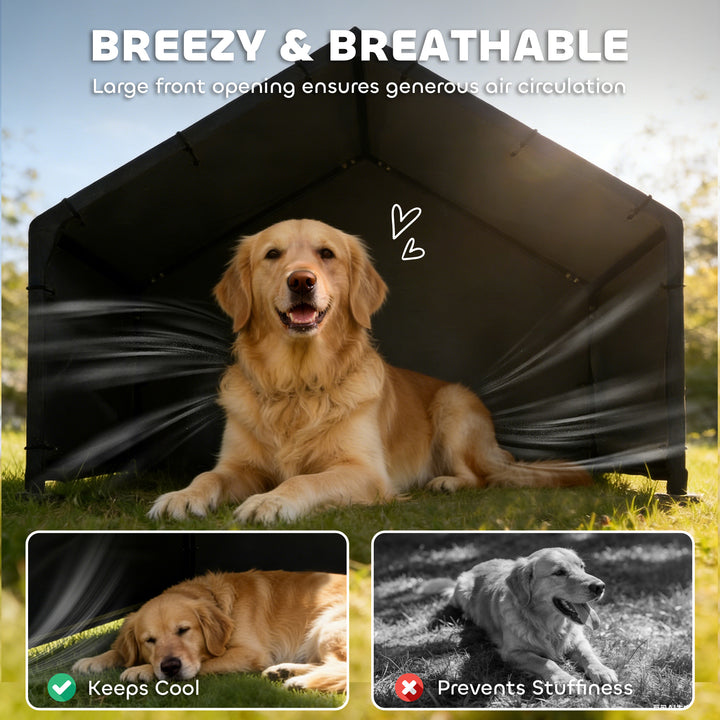 Dog Shade Shelter Outdoor, Dog House Outside with Canopy, Pet Tent for