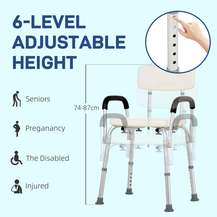 MCL Adjustable Shower Chair, Shower Seat, Portable Medical Stool with Adjustable Back and Armrest for Mobility