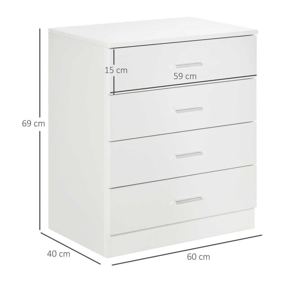 HOMCOM Vertical Storage Cabinet, 4-Drawer Chest with Metal Rails, Anti-Tip, for Playroom, Nursery, Hallway | Aosom UK