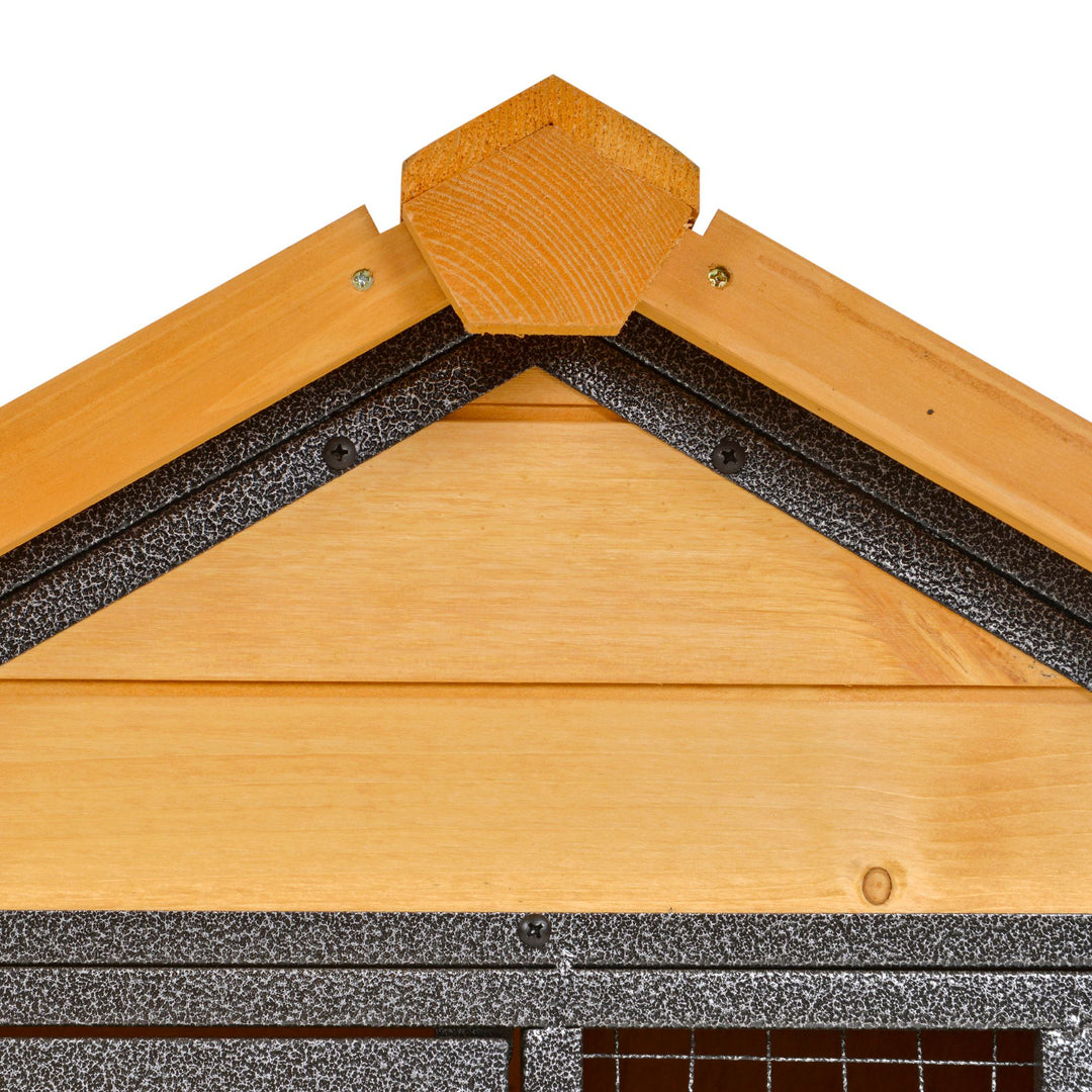 Wood-metal Guinea Pigs Hutches Elevated Pet Bunny House Rabbit Cage with Slide-Out Tray Outdoor