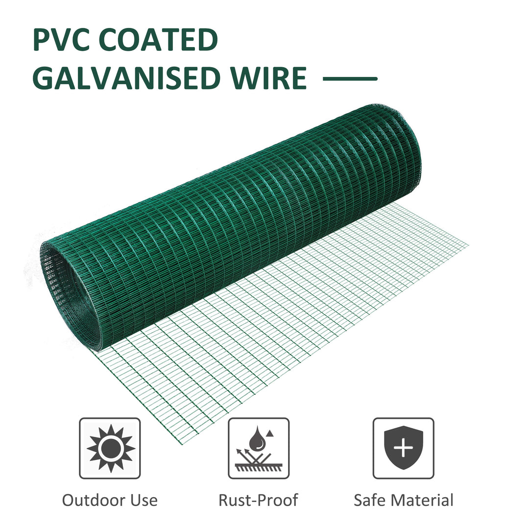 MCL PVC Coated Welded Wire Mesh Fencing Chicken Poultry Aviary Fence Run Hutch Pet Rabbit 30m Dark Green