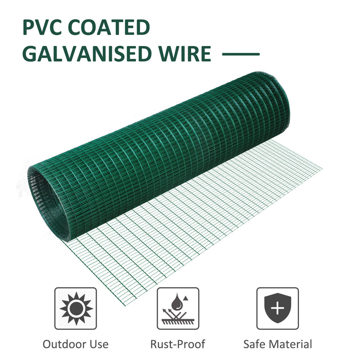 MCL PVC Coated Welded Wire Mesh Fencing Chicken Poultry Aviary Fence Run Hutch Pet Rabbit 30m Dark Green