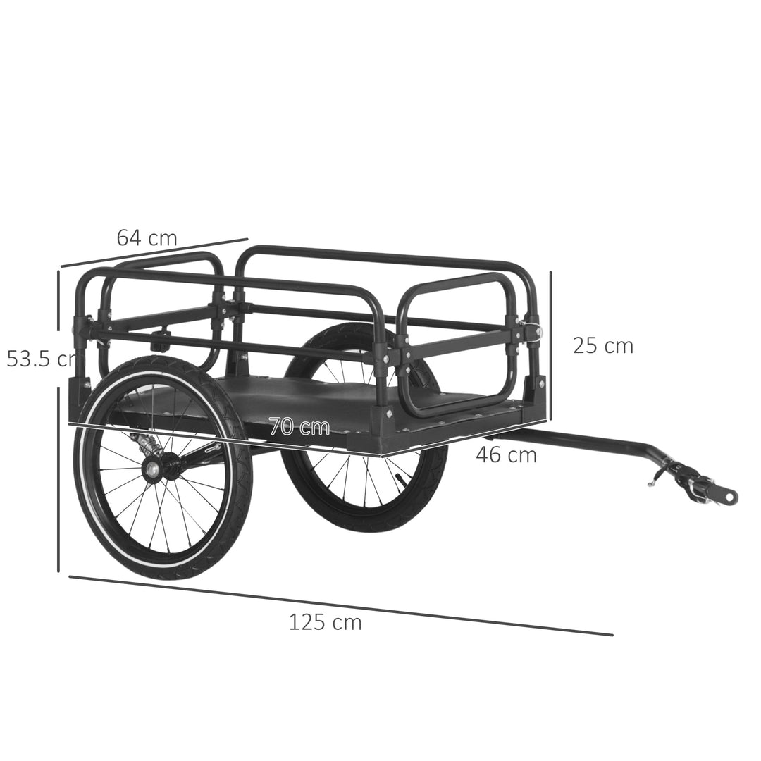 MCL Steel Bike Trailer with Triple Safety, Wagon Bicycle Trailer with Suspension, 2 Wheels Outdoor Storage Carrier, Black