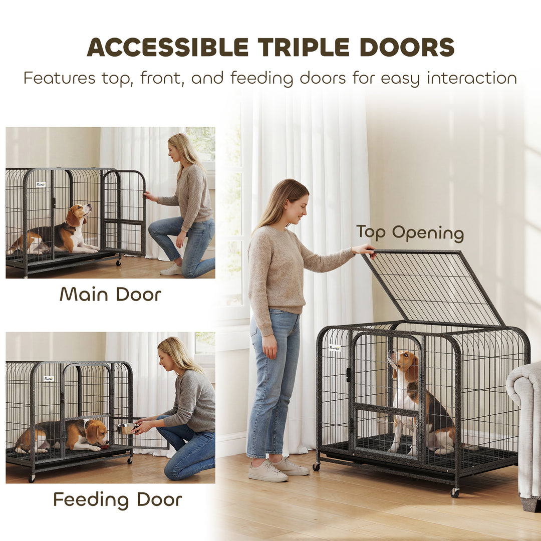 Heavy Duty Dog Crate,93 x 58 x 76 cm, Large Dog Cage for Small to Medi