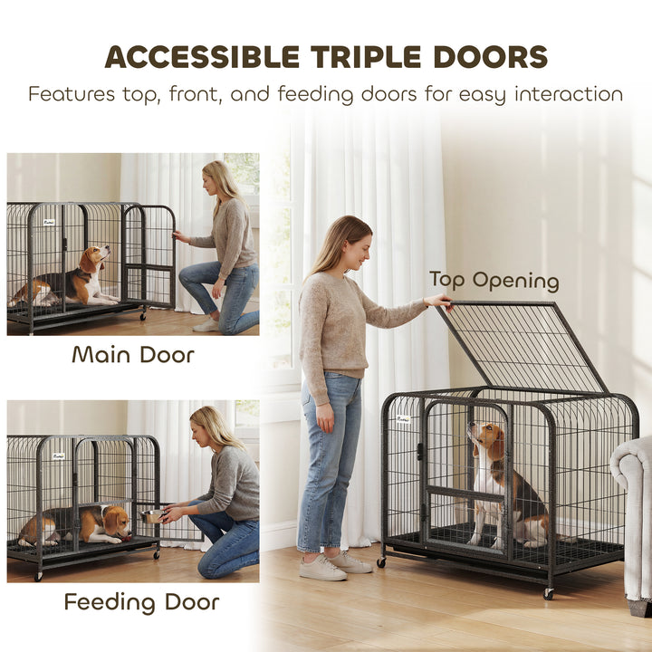 Heavy Duty Dog Crate,93 x 58 x 76 cm, Large Dog Cage for Small to Medi