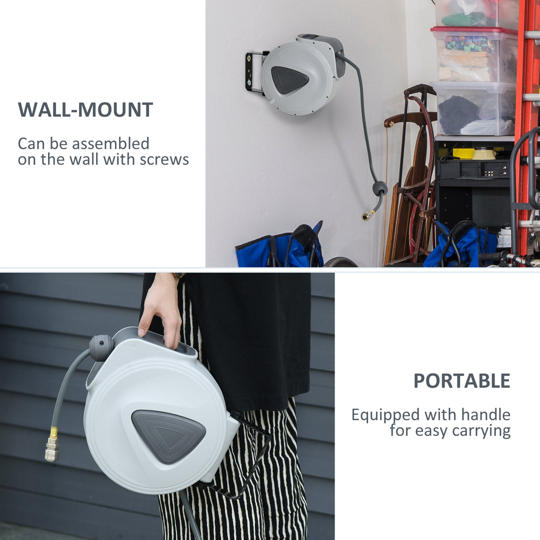 Retractable Air Hose Reel 15m+ 140cm Hose Diameter 3/ 8" 9.5mm, Hose Connector 1/ 4" BSP, Wall Mount Auto Rewind Hose- Reel