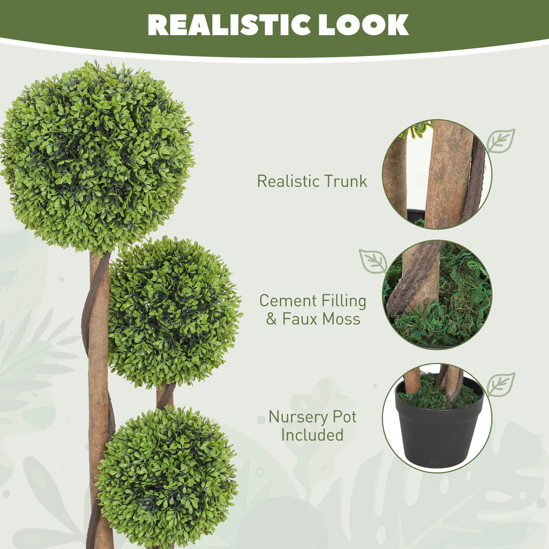 Decorative Artificial Trees Boxwood Ball Topiary Trees Set of 2 in Pot