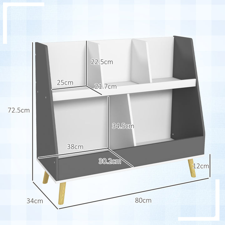 HOMCOM Kids Storage Shelf with 5 Compartments, Grey | Aosom UK