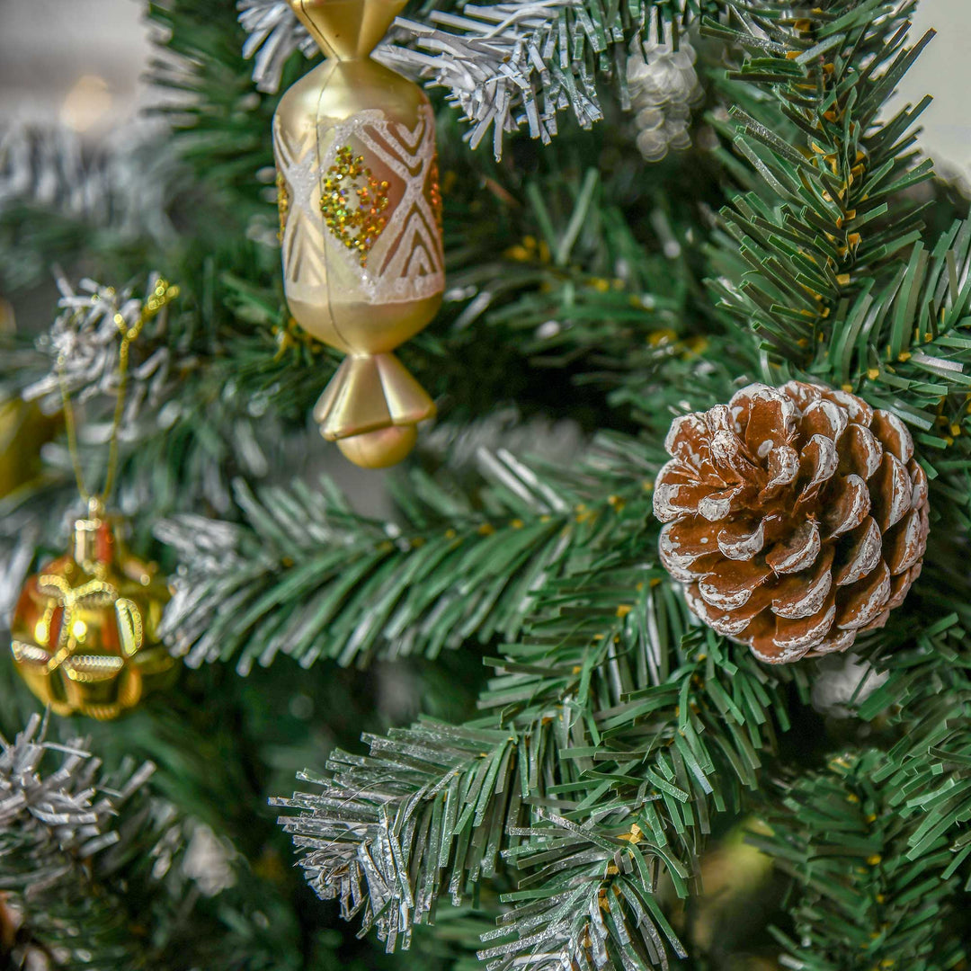 5FT Artificial Christmas Tree with Pine Cones, Holiday Home Xmas Decoration Automatic Open, Green