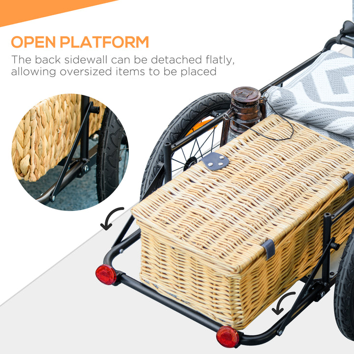 Steel Trailer for Bike, Bicycle Cargo Trailer with 65L Foldable Storage Box and Safe Reflectors, Max Load 40KG, Blue