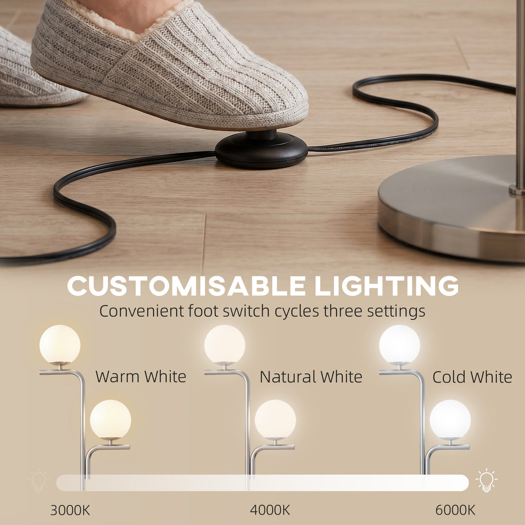 LED Floor Lamp, Modern Standing Lamp with 3 Colour Temperatures, Globe