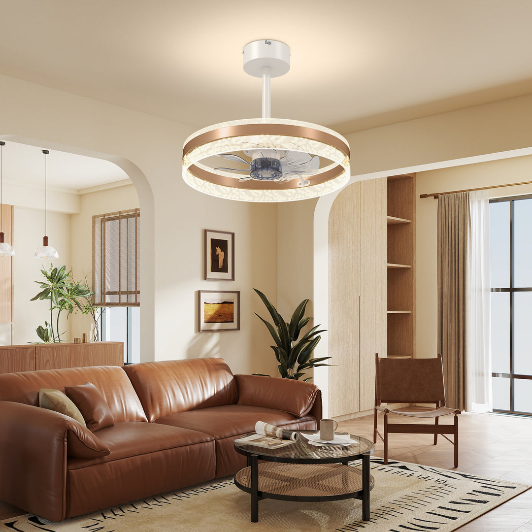 Ceiling Fan with LED Light and Remote - Gold Tone