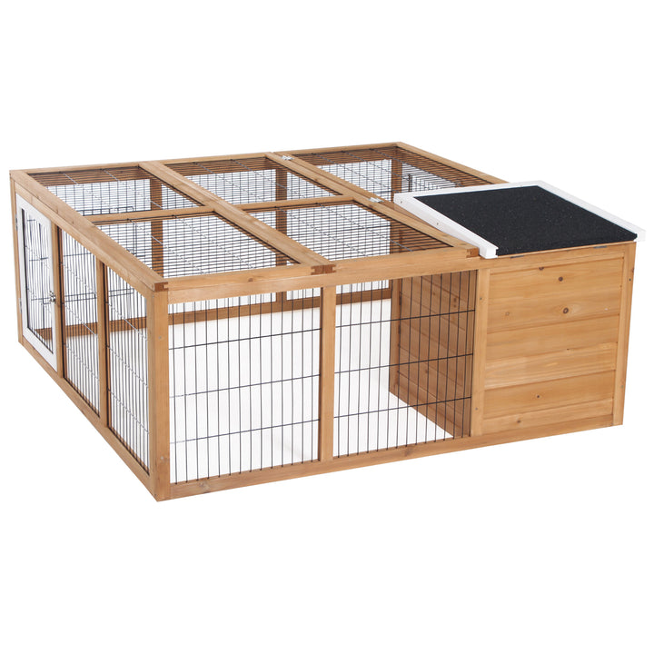 Rabbit Hutch Outdoor, Guinea Pig House, Bunny Run Cage with Openable T