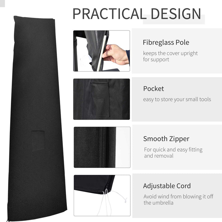 Garden Parasol Cover Waterproof Outdoor Cantilever Banana Umbrella Protector 300D Oxford Fabric 240 x 48/70 cm for 3 m Cantilever Parasol