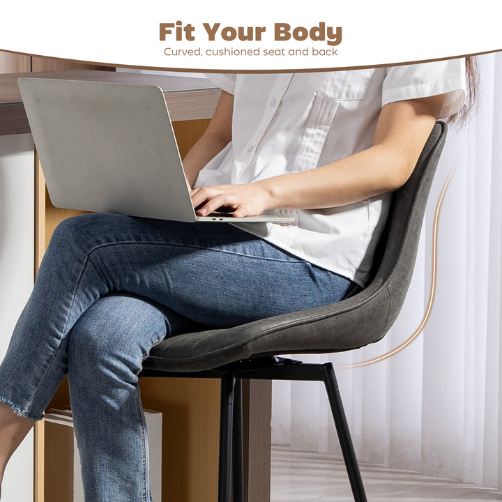 Set of 2 PU Leather Swivel Bar Stools