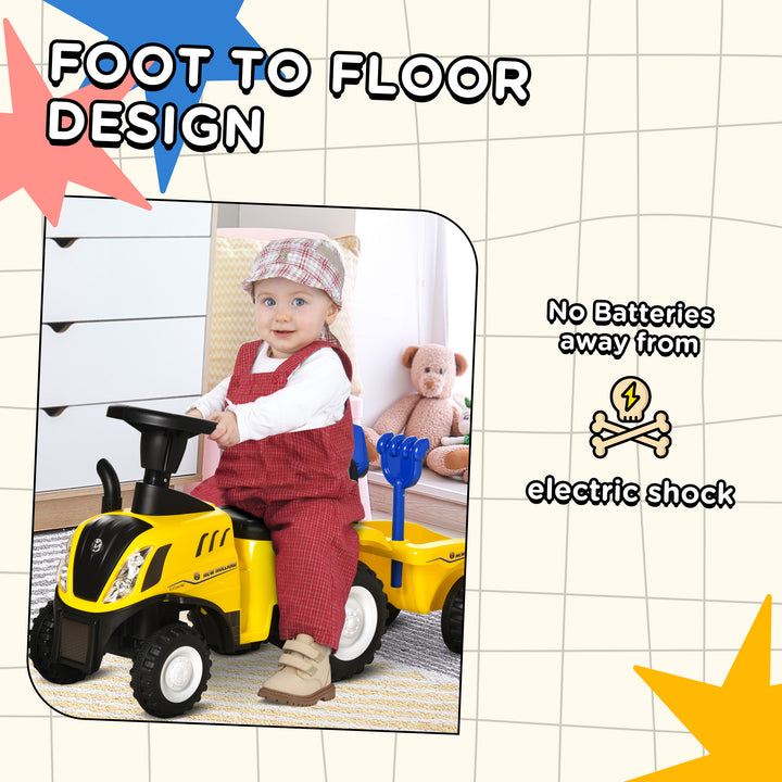 MCL Ride On Tractor Toddler Walker Foot To Floor Slider w/ Horn Storage Steering Wheel for 1-3 Years Old Yellow