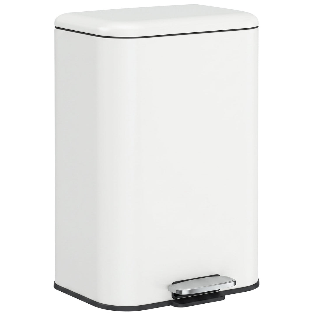 20 L Kitchen Pedal Bin, Metal Rubbish Bin with Removable Inner - Cream White