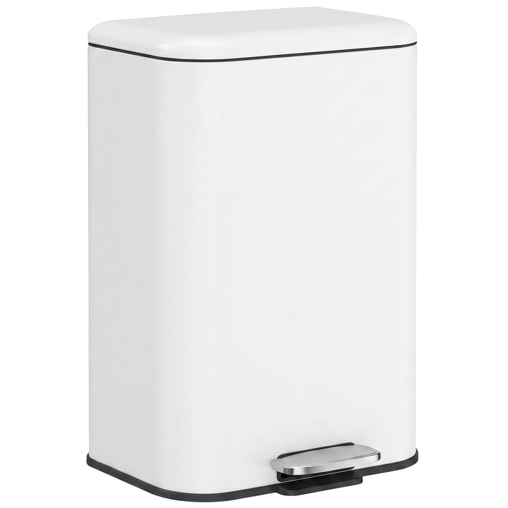 20 L Kitchen Pedal Bin, Metal Rubbish Bin with Removable Inner - Cream White