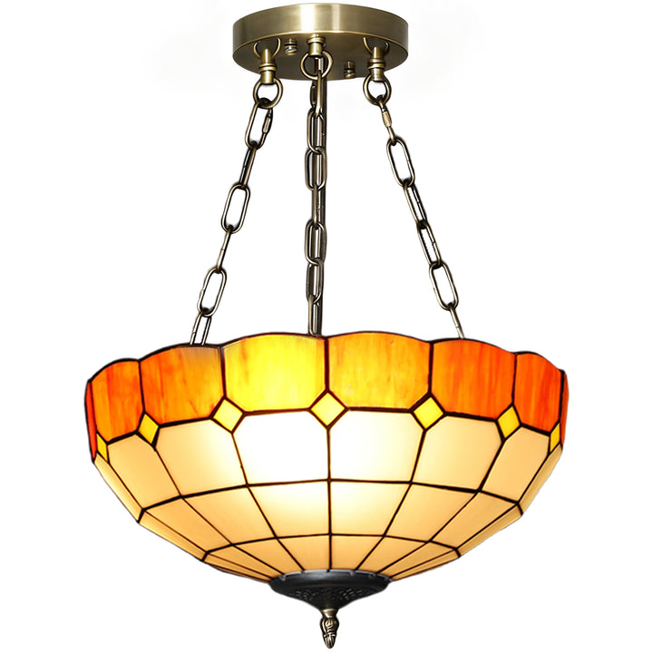 Tiffany Style Ceiling Light, Vintage Chandelier with 3 E27 Sockets, Se