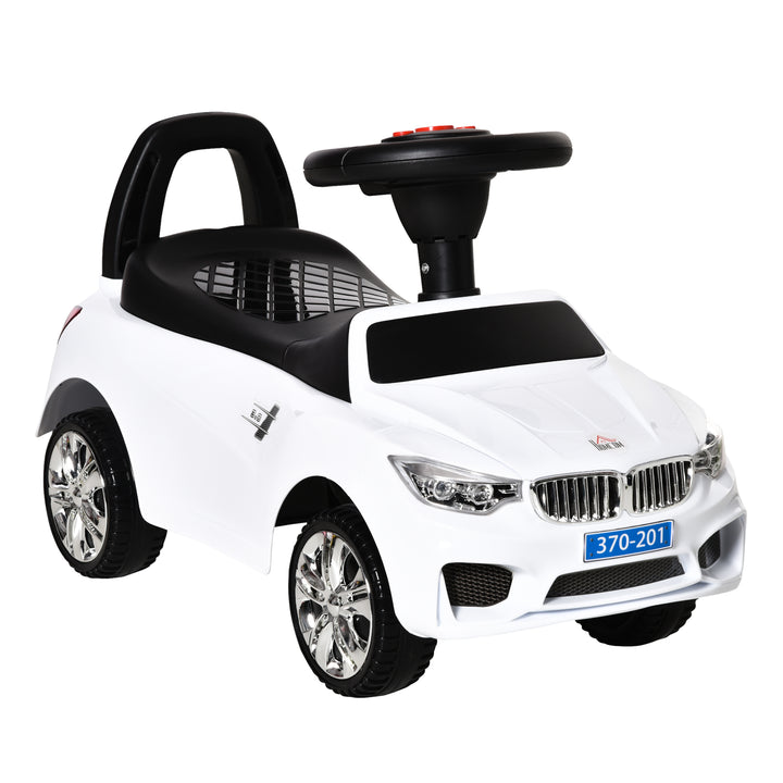 HOMCOM Kids Car Kides Ride on Push Car, 4-in-1, Foot-to-Floor with Anti-Overturning System & Under-seat Storage, White | Aosom UK