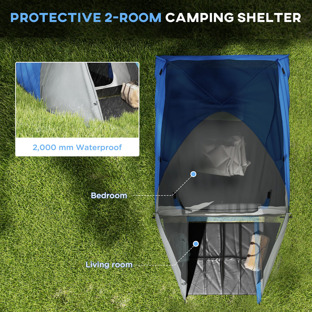 Two-Man Dome Tent, with Front Porch and Accessories - Blue/Grey