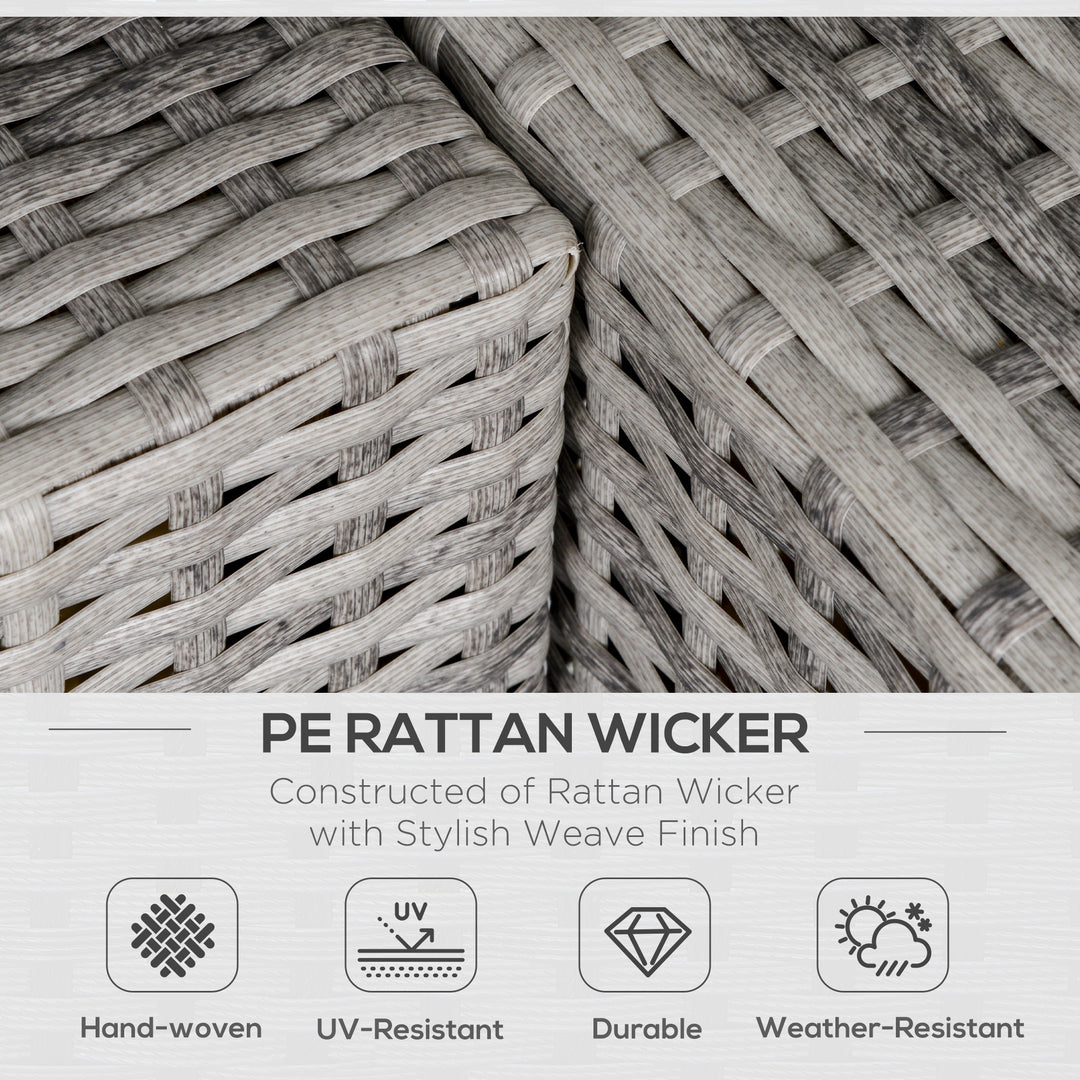 Outdoor PE Rattan Corner Sofa, Garden Wicker Furniture Single Sofa Chair w/ Cushions, Light Grey