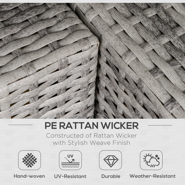 Outdoor PE Rattan Corner Sofa, Garden Wicker Furniture Single Sofa Chair w/ Cushions, Light Grey