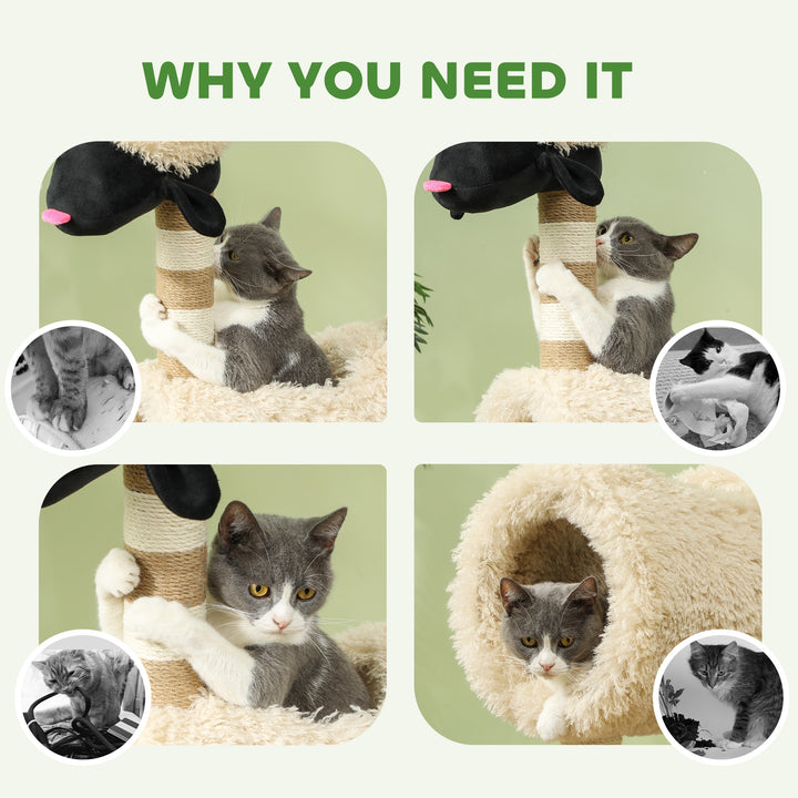 Cat Tree Sheep Design, 98 cm Multi-Level Cat Tower with Scratching Pos