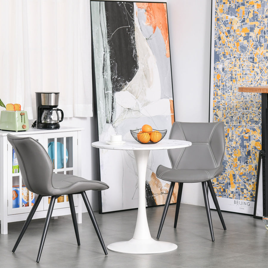 Modern Round Dining Table Leisure Coffee Bistro Table with Metal Base for Kitchen & Dining Room White
