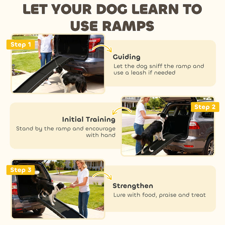Foldable Dog Ramp with Frosted Anti-slip Surface, Portable &amp; Lightweig