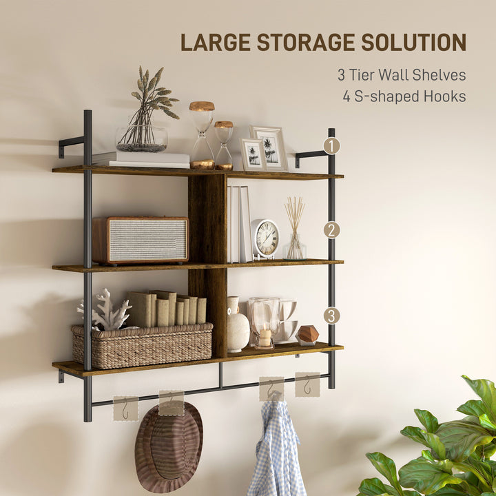 Three-Tier Floating Shelf - Brown/Black