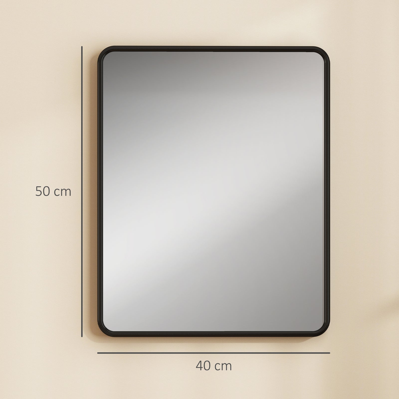 Rectangular Wall Mirror with HD Glass - Black
