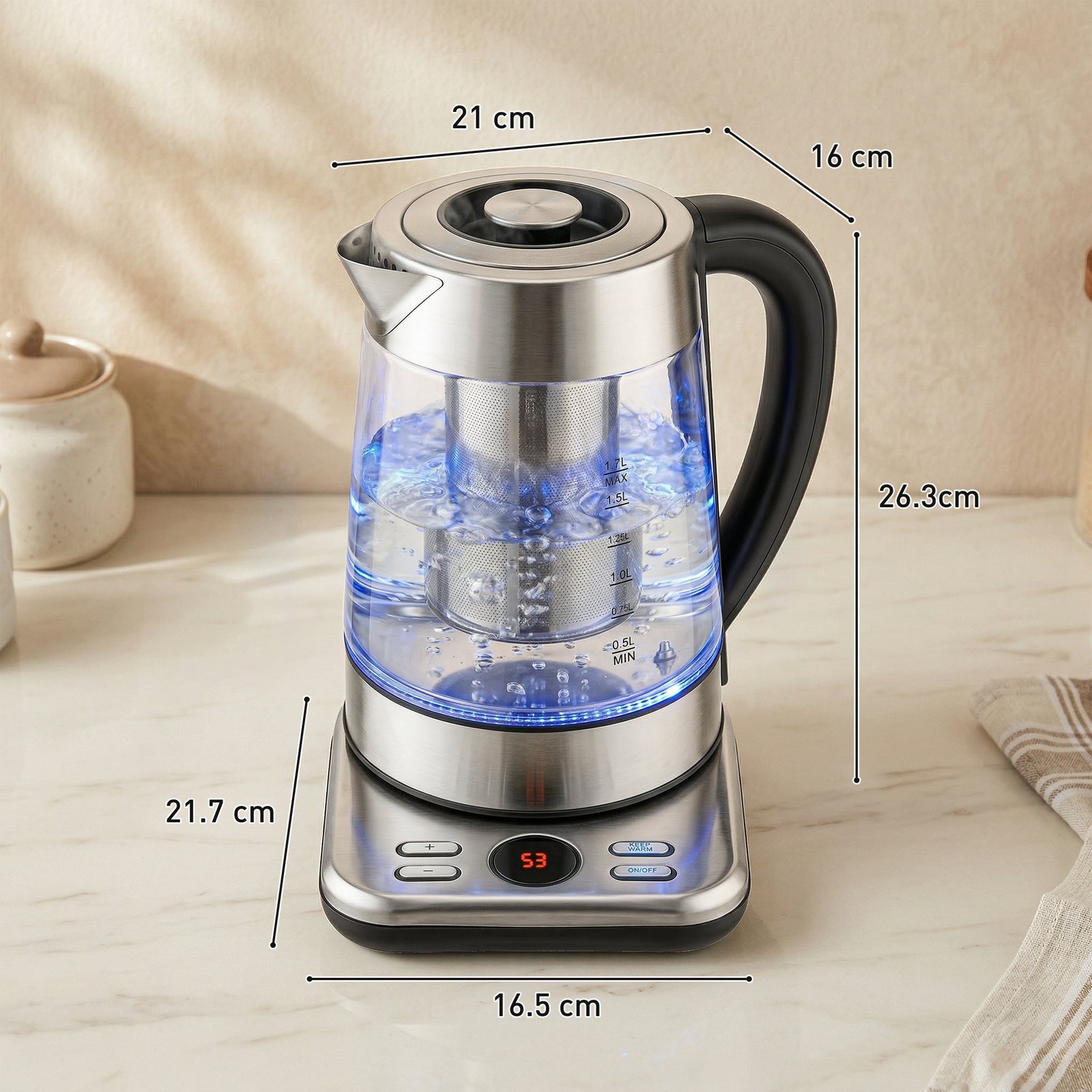 Electric Kettle, 1.7L Fast Boil 3KW Water Kettle with UK Strix Thermos