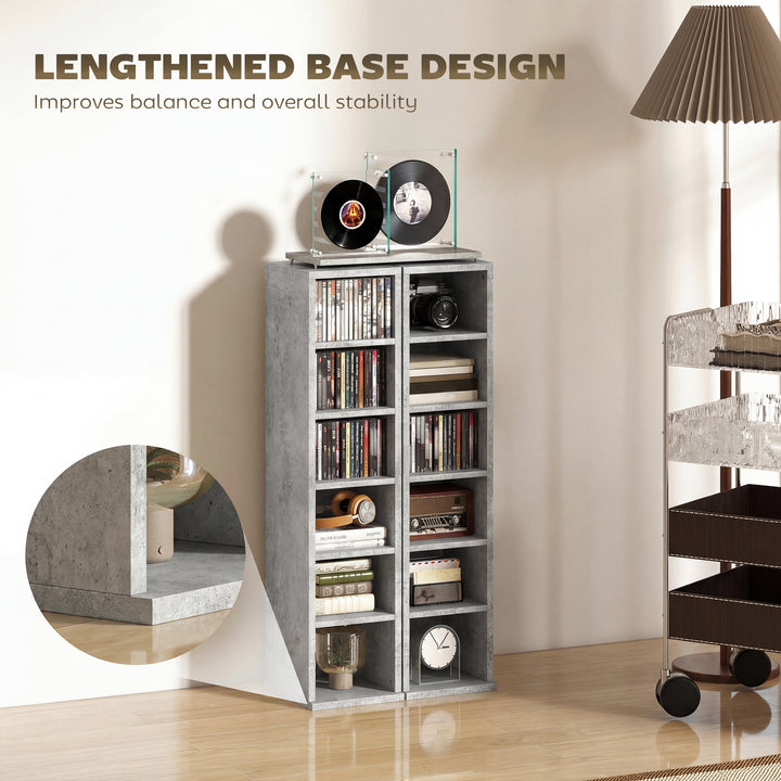 Set of 2 CD Media Display Shelf Unit Tower Rack with Adjustable Shelve