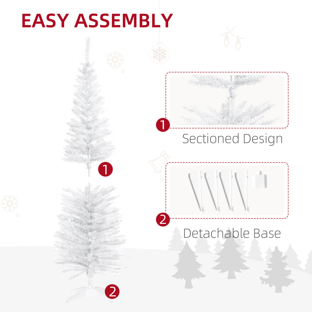 HOMCOM 5T Artificial Pine Pencil Slim Tall Christmas Tree with Branch Tips Xmas Holiday Décor with Stand White | Aosom UK