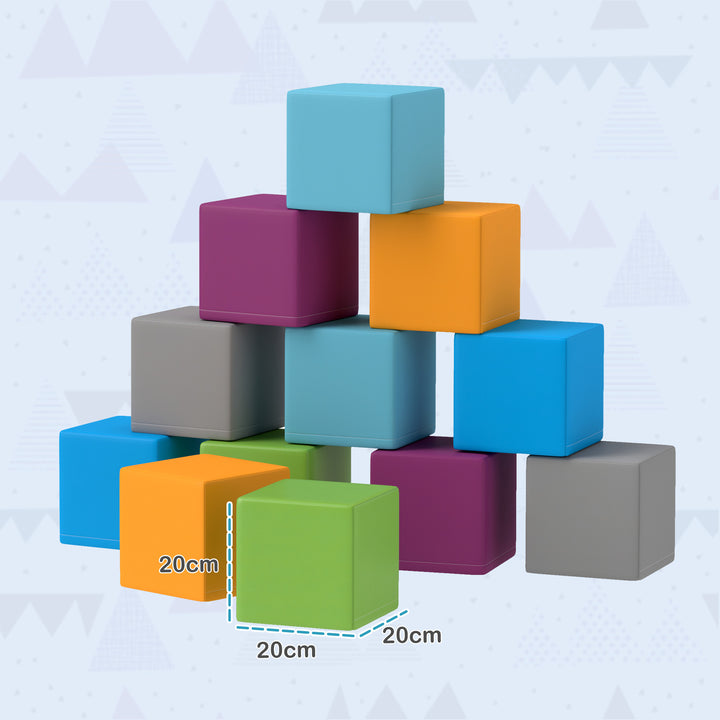 12 PCs Soft Play Blocks, Soft Foam Toy, Building and Stacking Blocks f