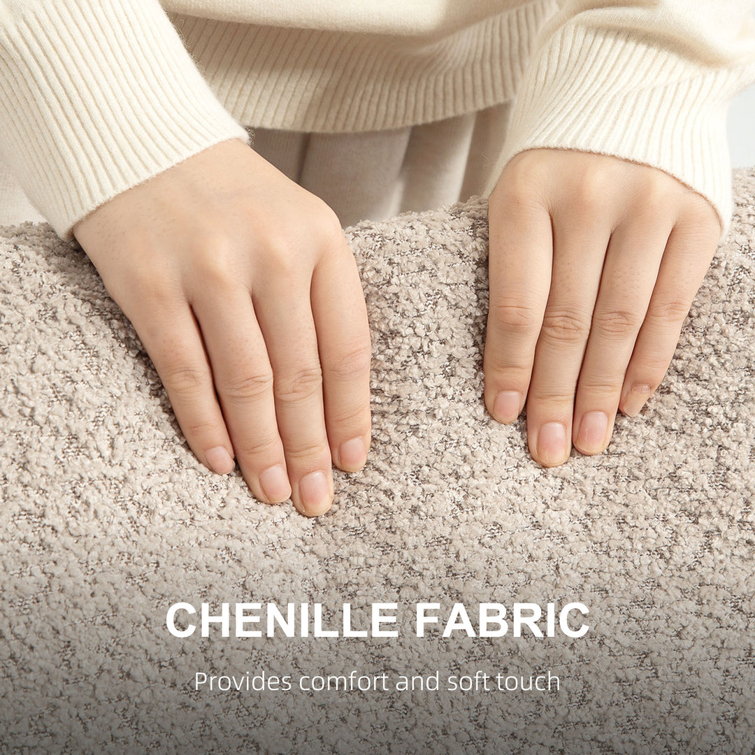 Two-Seater Chenille Sofa - Light Brown