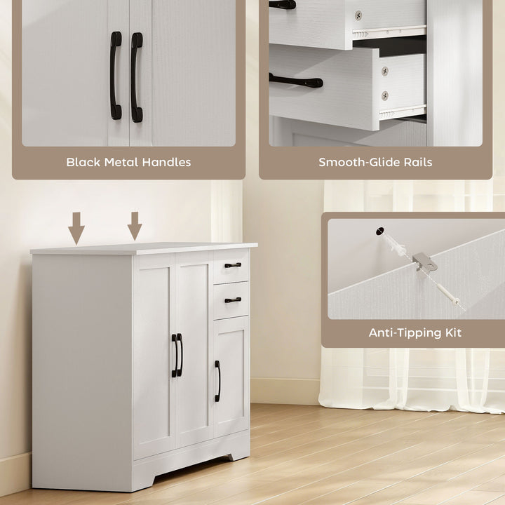 Sideboard with 2 Drawers Modern Storage Cabinet, Kitchen Cupboard with