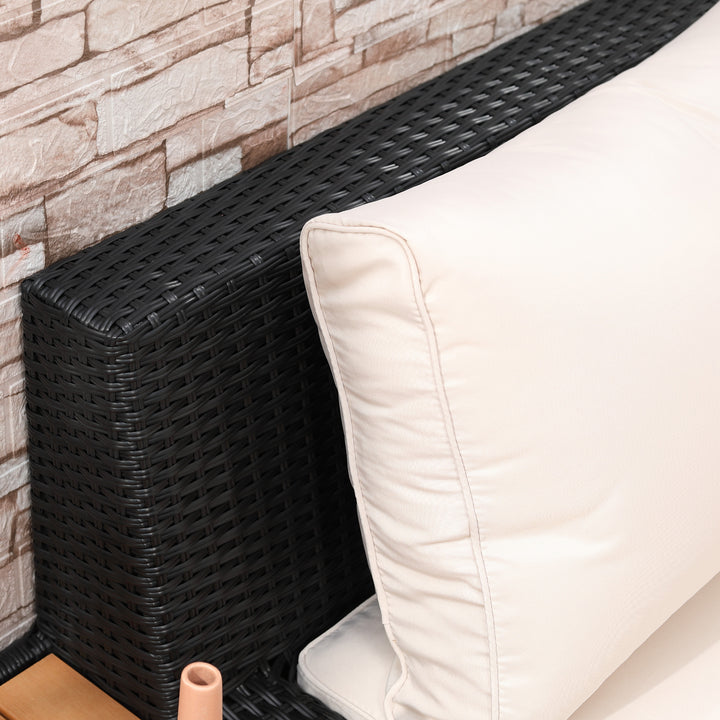 4 PCs Rattan Garden Furniture Outdoor Sectional Corner Sofa and Coffee Table Set  Conservatory Wicker Weave Furniture with Armrest and Cushions - Black